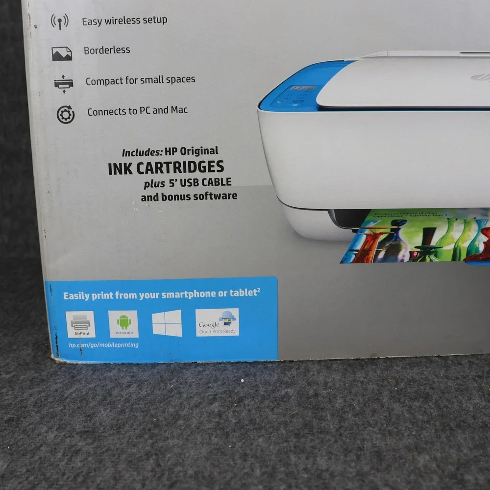 HP DeskJet 3632 All-In-One Inkjet Printer Color WiFi USB Copier Scanner White
